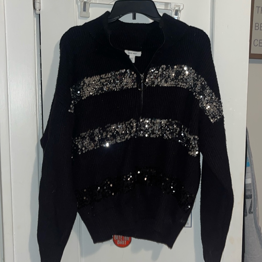 Quarter zip sequin sweater